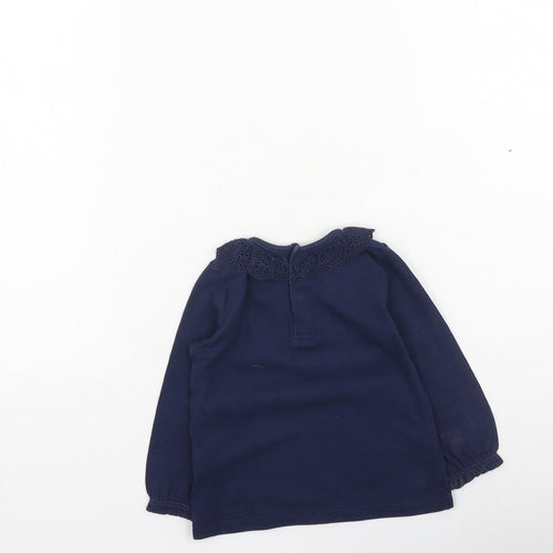 F&F Girls Blue  Cotton Basic Casual Size 9-12 Months Round Neck