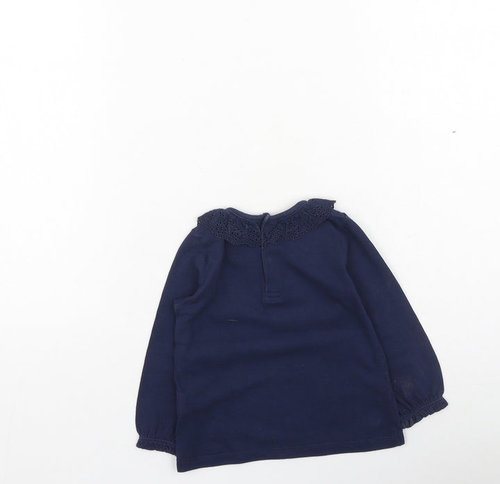 F&F Girls Blue  Cotton Basic Casual Size 9-12 Months Round Neck
