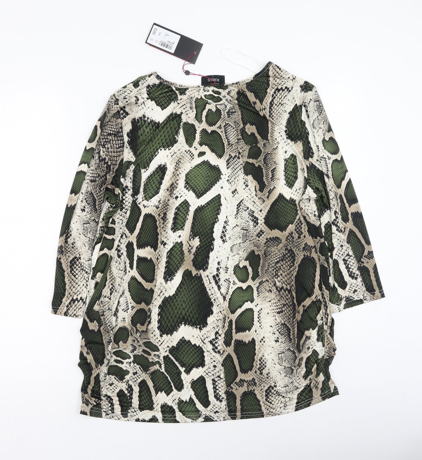 Klass Womens Multicoloured Animal Print Viscose Basic Blouse Size XL Round Neck
