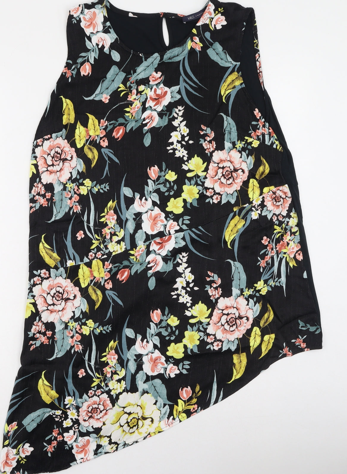 Marks and Spencer Womens Multicoloured Floral Viscose Basic Tank Size 18 Round Neck