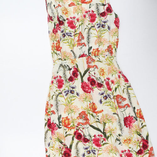 Soaked in Luxury Womens Multicoloured Floral Polyester Fit & Flare  Size S  Round Neck