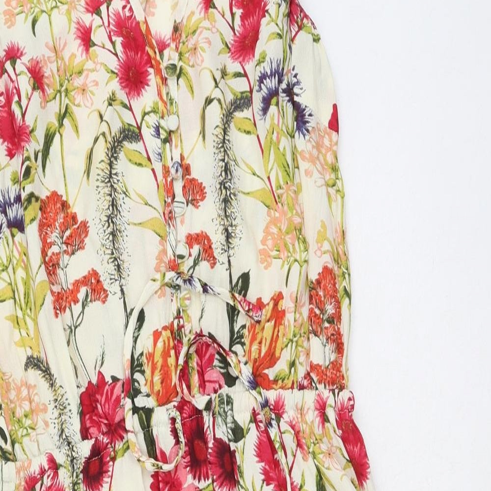 Soaked in Luxury Womens Multicoloured Floral Polyester Fit & Flare  Size S  Round Neck