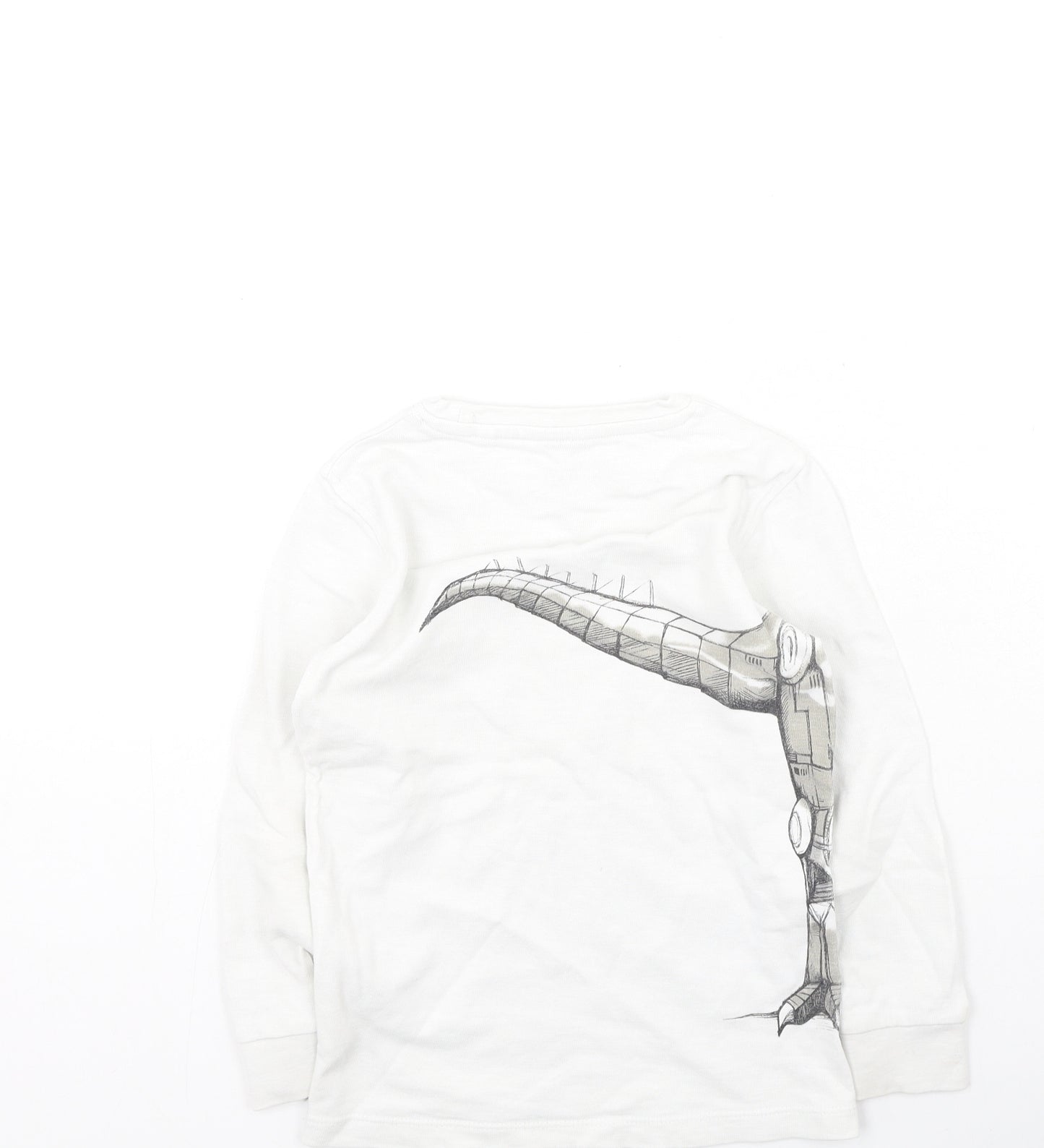 NEXT Boys Ivory  Cotton Pullover Sweatshirt Size 5 Years   - Dinosaur