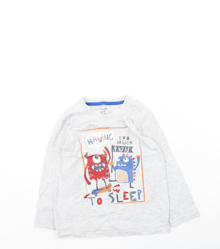 Primark Boys Grey  Cotton Basic Casual Size 5-6 Years Round Neck