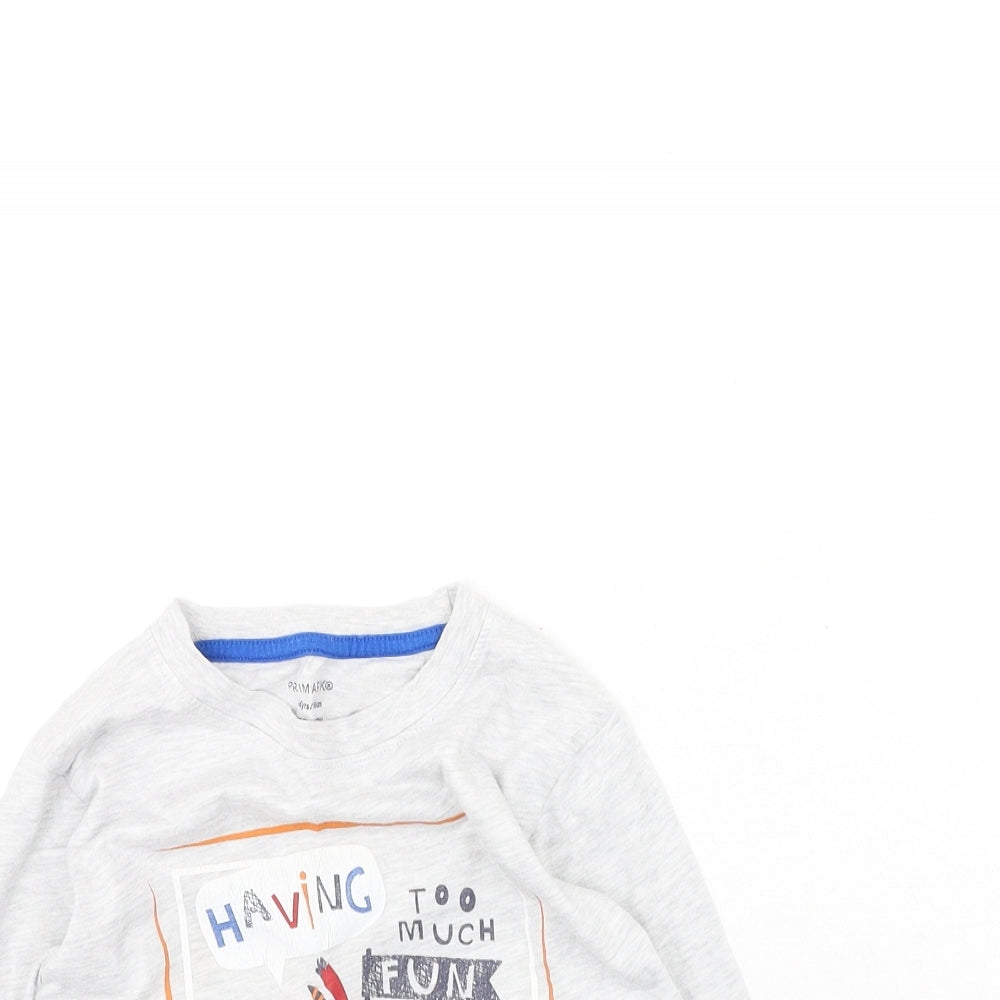 Primark Boys Grey  Cotton Basic Casual Size 5-6 Years Round Neck