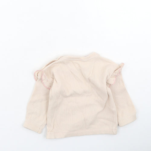 Preworn Girls Pink  Cotton Pullover Jumper Size 6-9 Months
