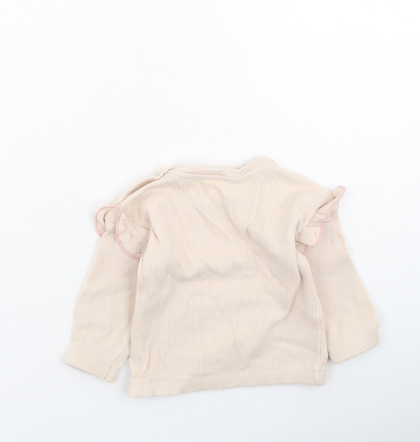 Preworn Girls Pink  Cotton Pullover Jumper Size 6-9 Months