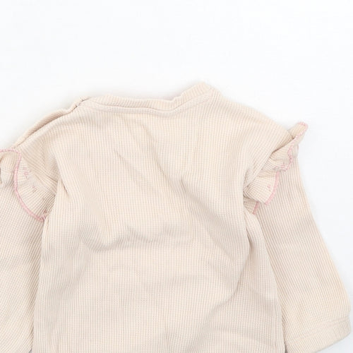 Preworn Girls Pink  Cotton Pullover Jumper Size 6-9 Months