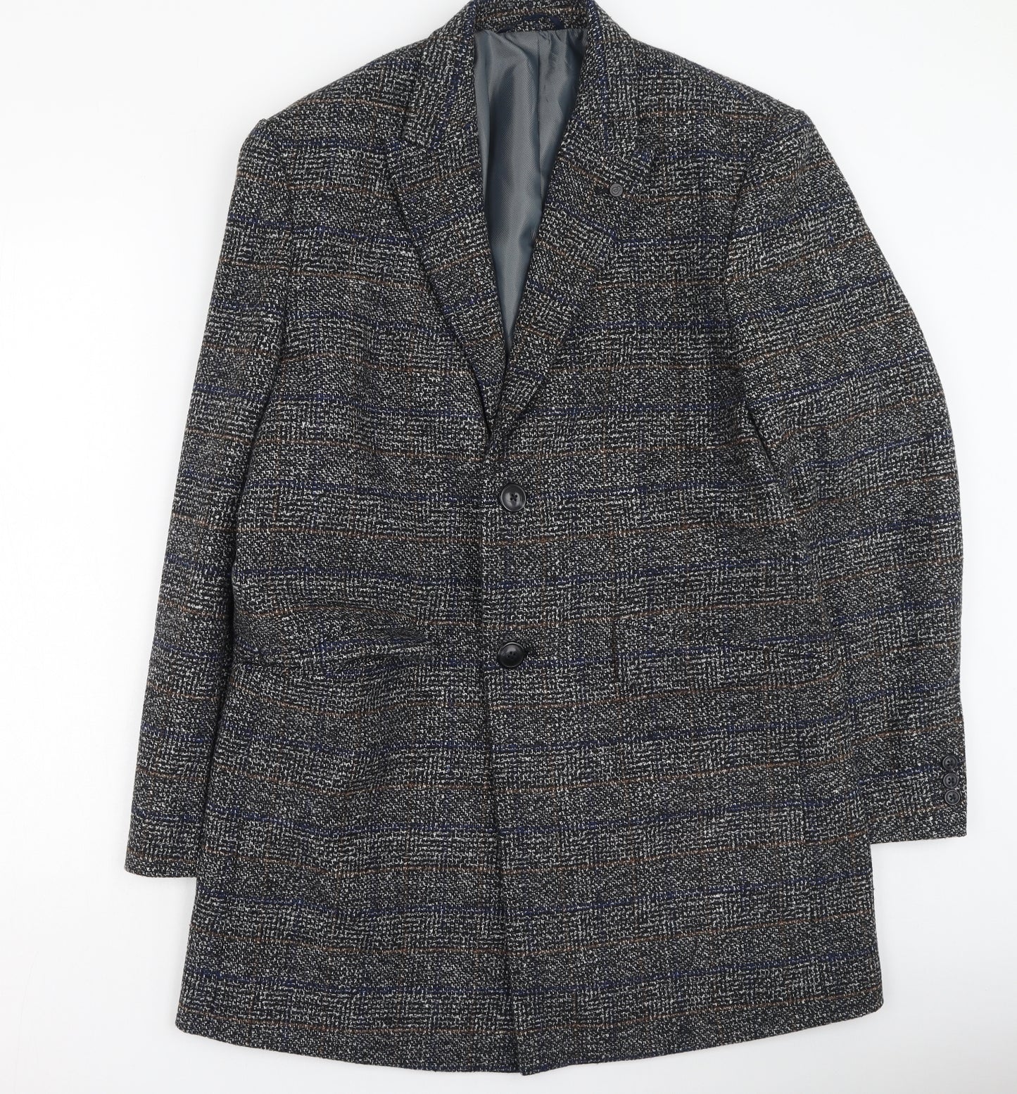 Burton Mens Grey Plaid  Trench Coat Coat Size L