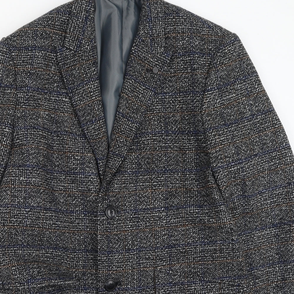 Burton Mens Grey Plaid  Trench Coat Coat Size L
