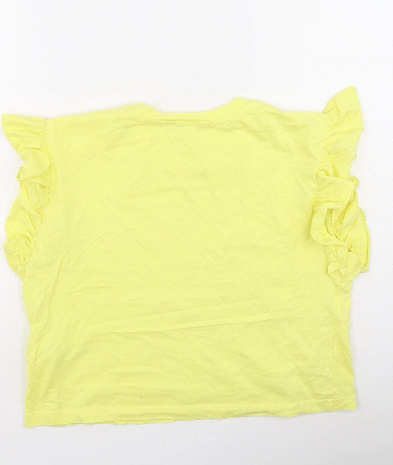 Zara Womens Yellow  Cotton Basic T-Shirt Size S Round Neck