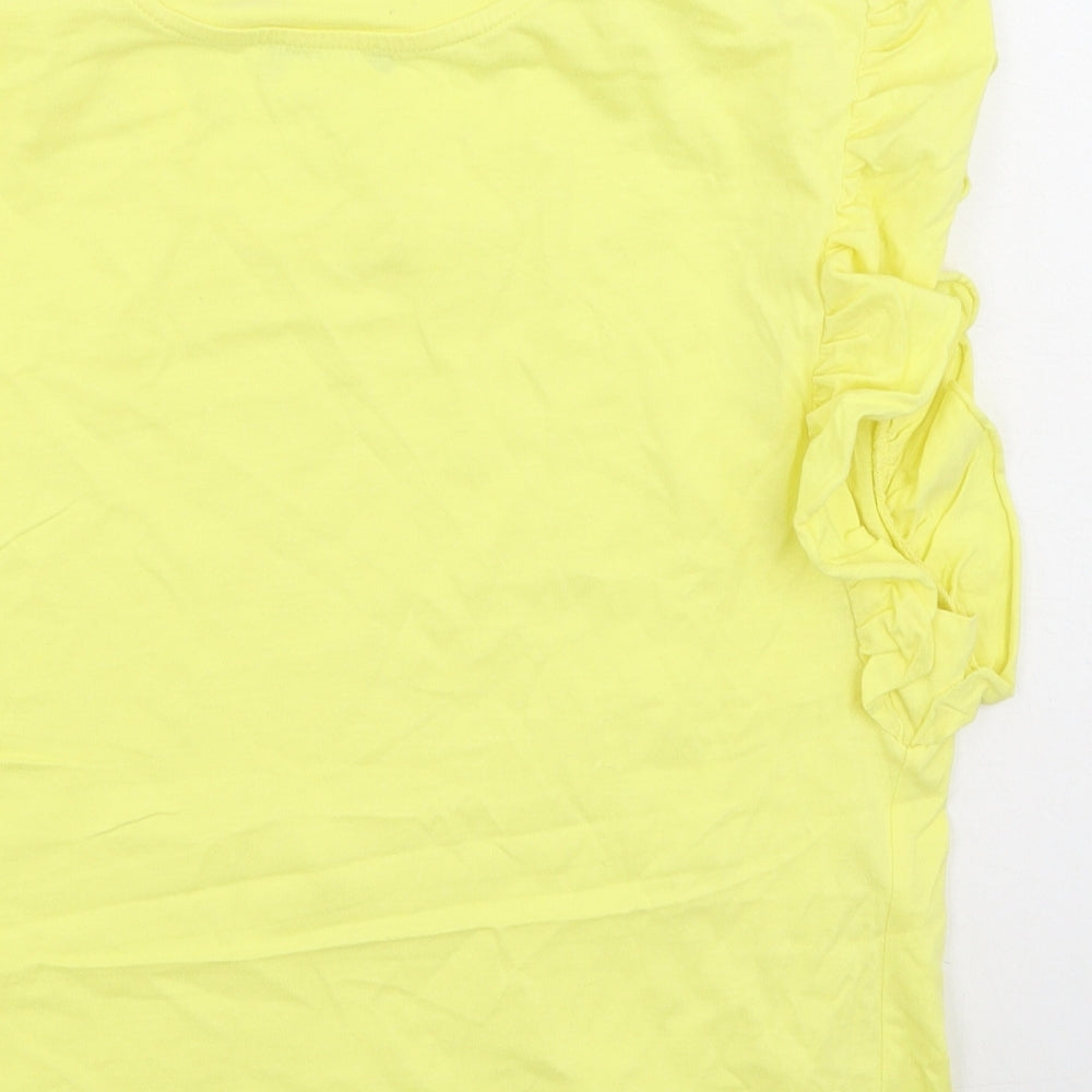 Zara Womens Yellow  Cotton Basic T-Shirt Size S Round Neck