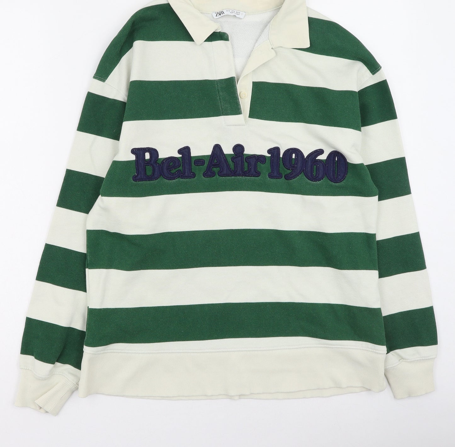 Zara Womens Multicoloured Striped Cotton Pullover Sweatshirt Size S