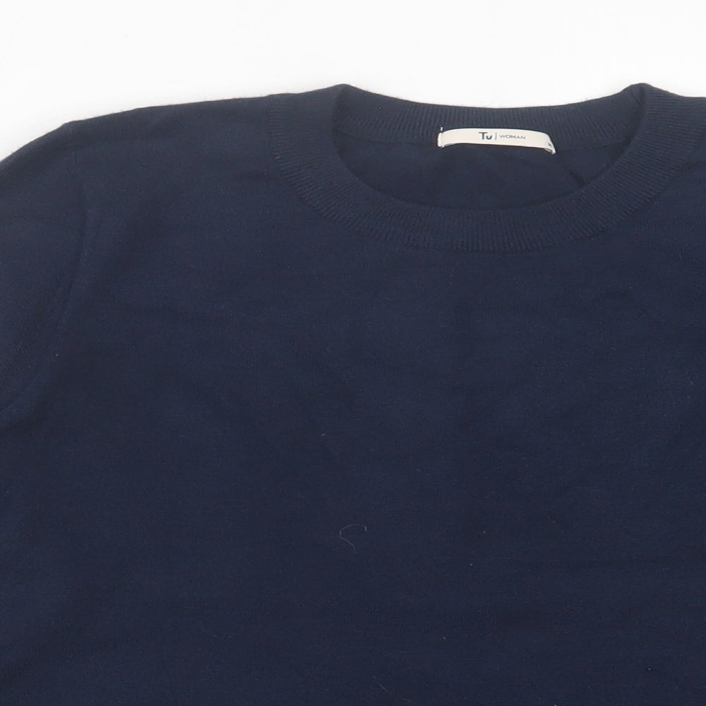 TU Womens Blue Crew Neck  Acrylic Pullover Jumper Size 14