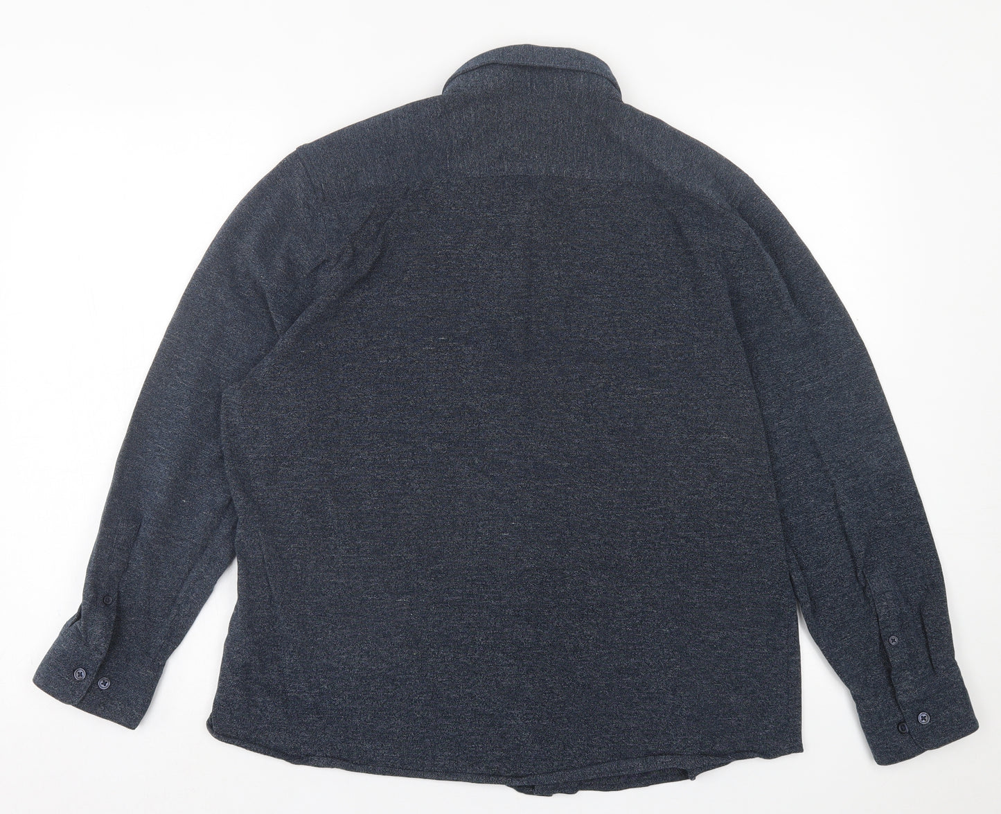 Marks and Spencer Mens Blue  Cotton  Button-Up Size XL Collared Button