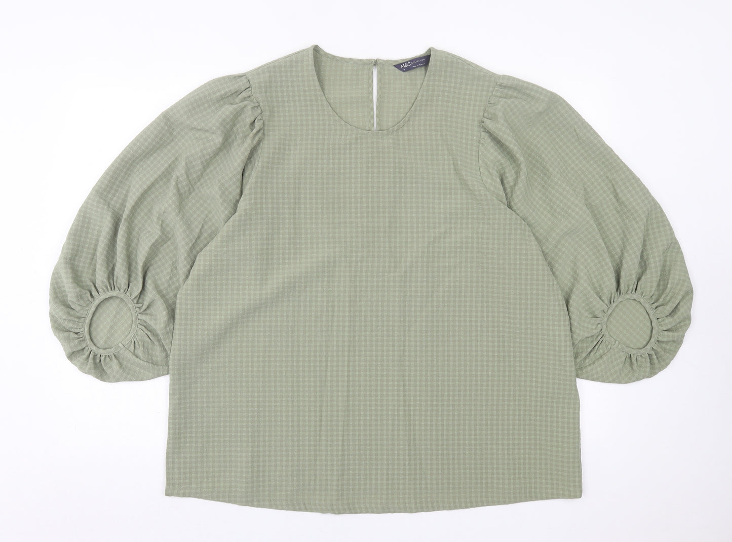 Marks and Spencer Womens Green  Polyester Basic T-Shirt Size 18 Crew Neck
