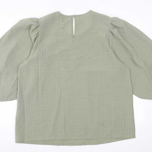 Marks and Spencer Womens Green  Polyester Basic T-Shirt Size 18 Crew Neck