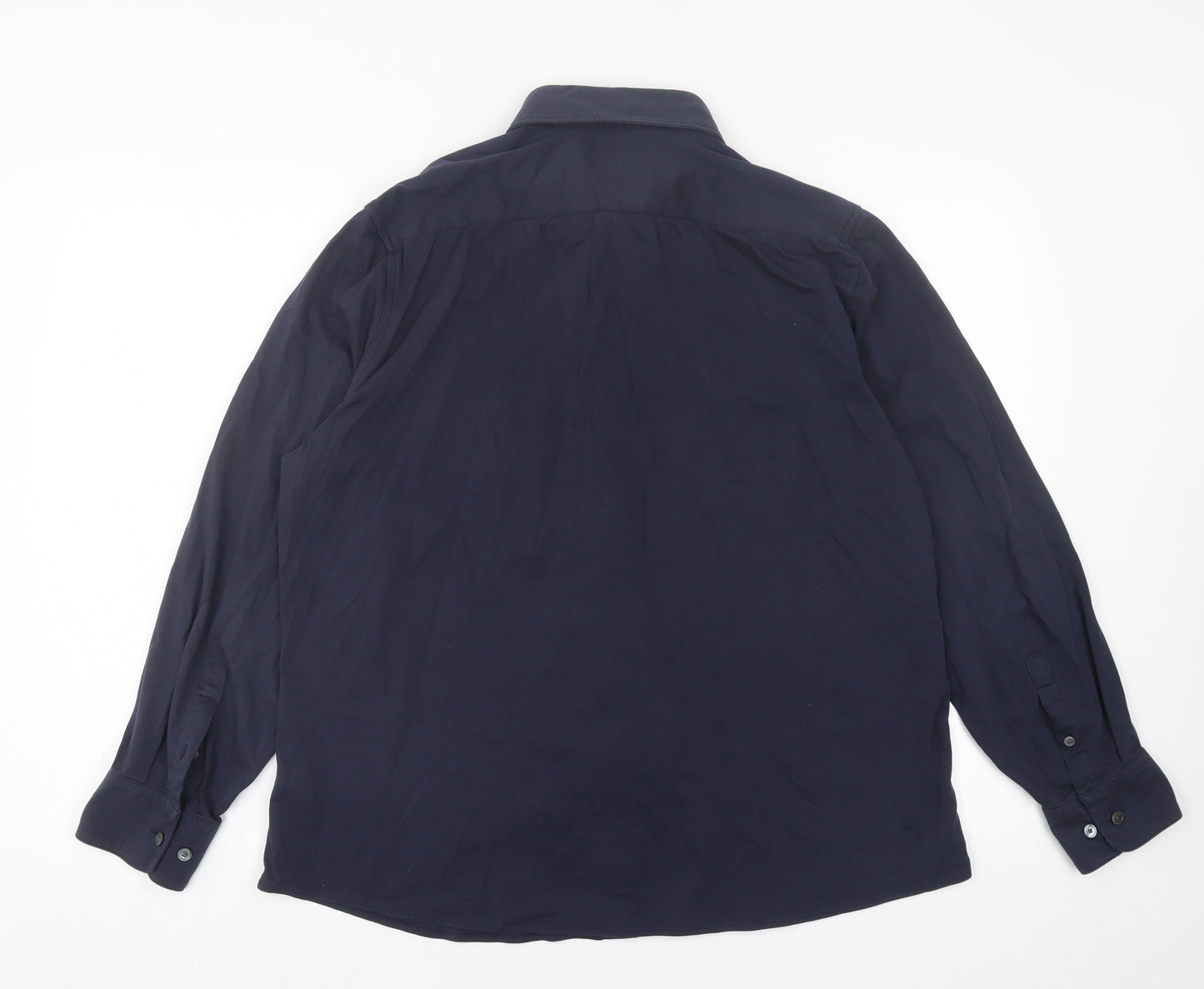 Marks and Spencer Mens Blue  Cotton  Button-Up Size XL Collared Button