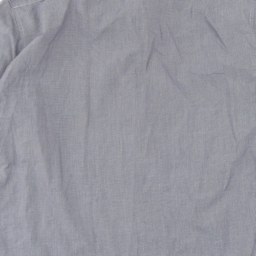 Marks and Spencer Mens Blue Plaid Polyester  Button-Up Size 16.5 Collared Button