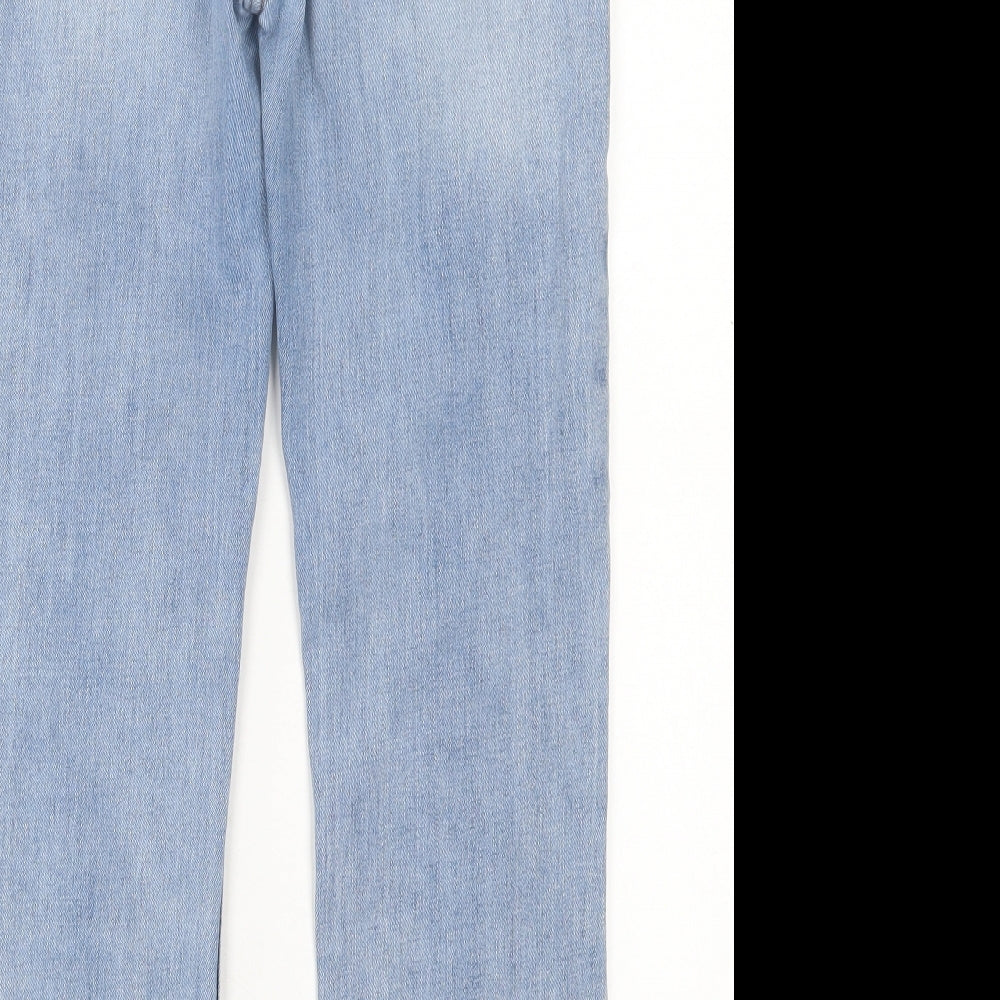 NEXT Womens Blue Geometric Cotton Straight Jeans Size 8 L27 in Regular Button