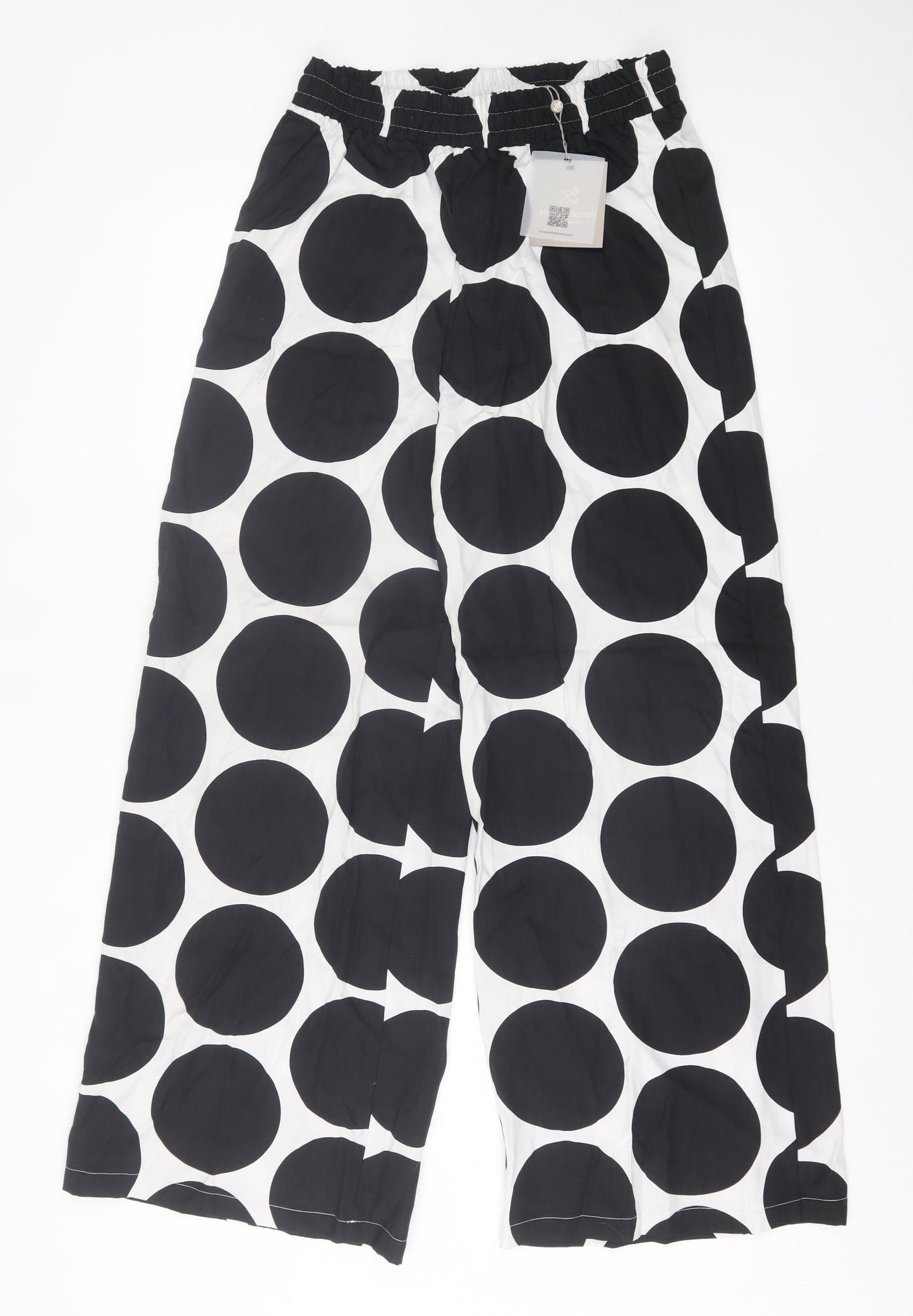 Maria Bellentani Womens White Polka Dot Viscose Trousers  Size M L31 in Regular