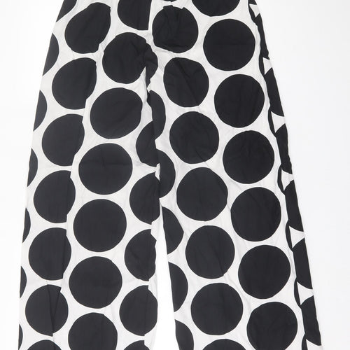 Maria Bellentani Womens White Polka Dot Viscose Trousers  Size M L31 in Regular