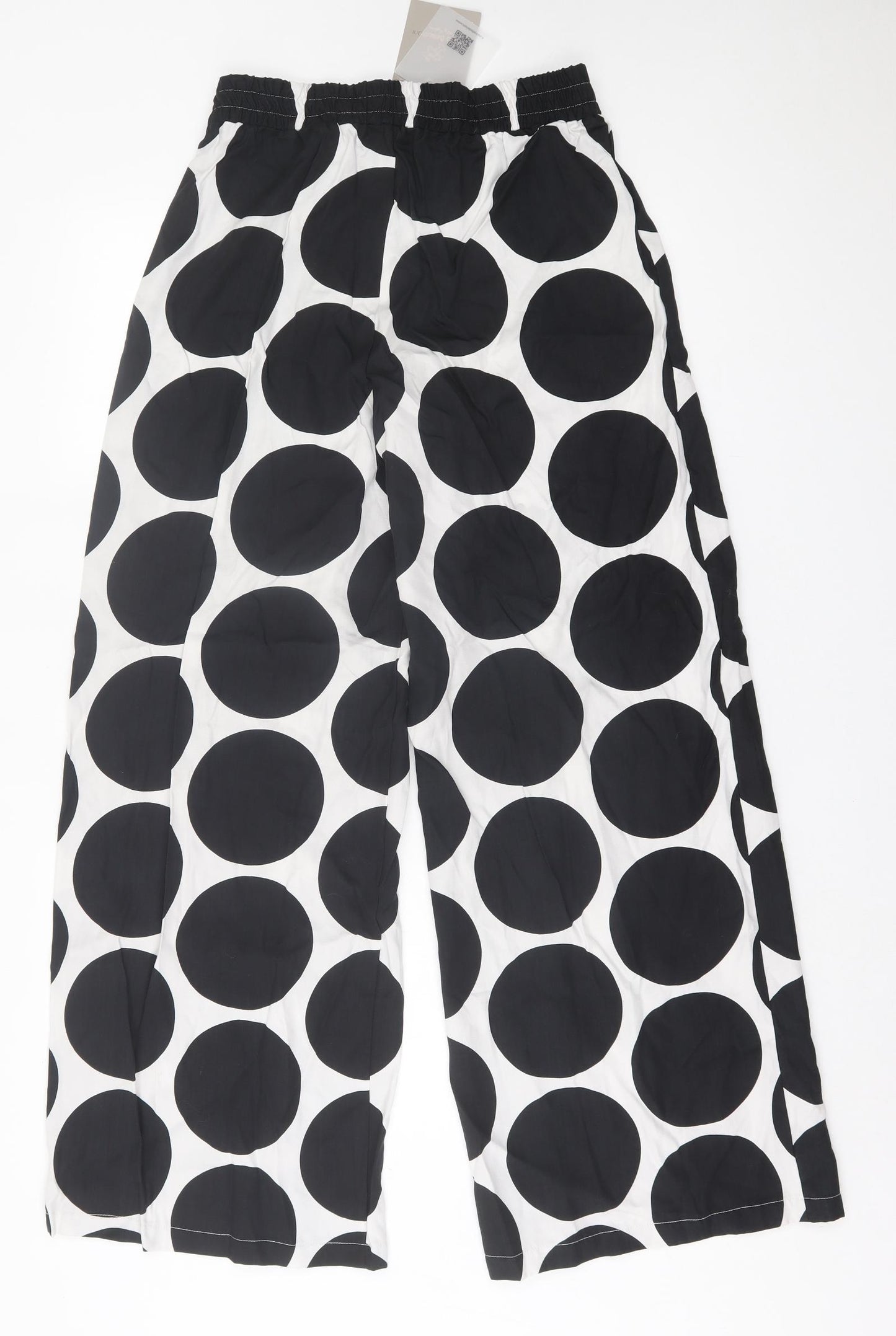 Maria Bellentani Womens White Polka Dot Viscose Trousers  Size M L31 in Regular