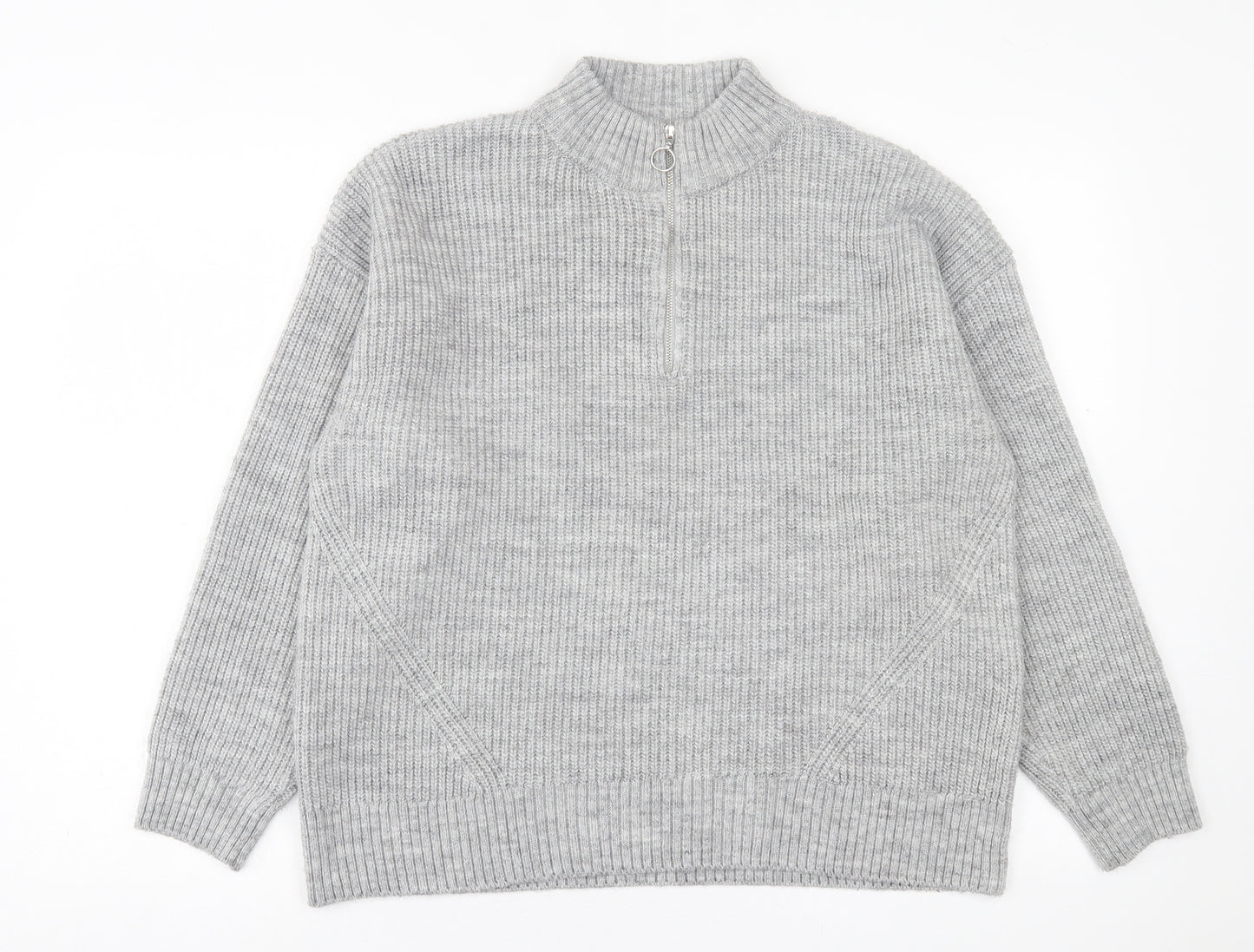 Marks and Spencer Womens Grey High Neck  Acrylic Pullover Jumper Size 16