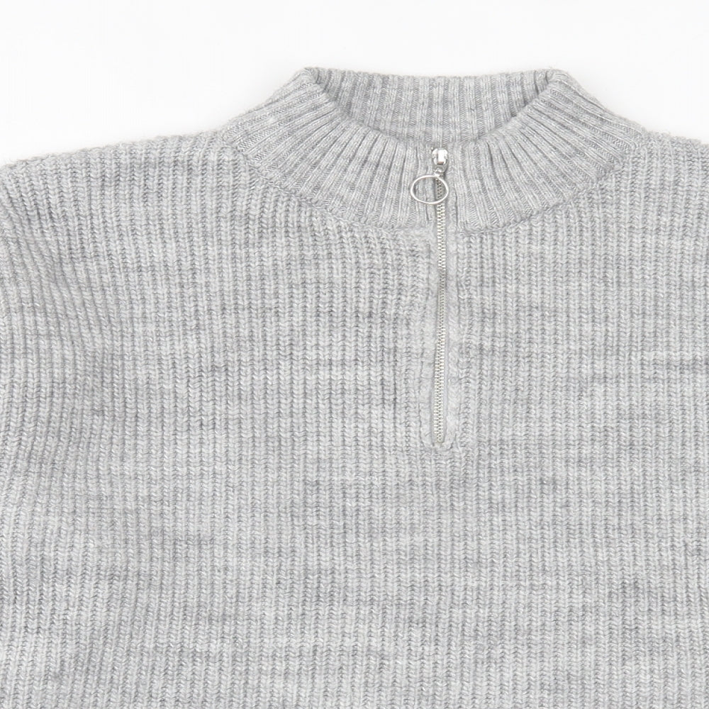 Marks and Spencer Womens Grey High Neck  Acrylic Pullover Jumper Size 16