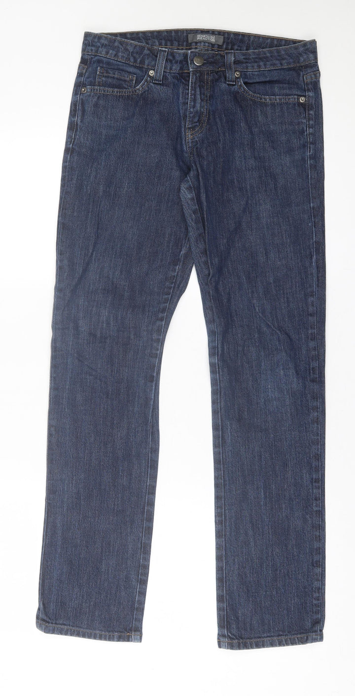 Kenneth Cole Womens Blue  Cotton Straight Jeans Size 30 L30 in Regular Button