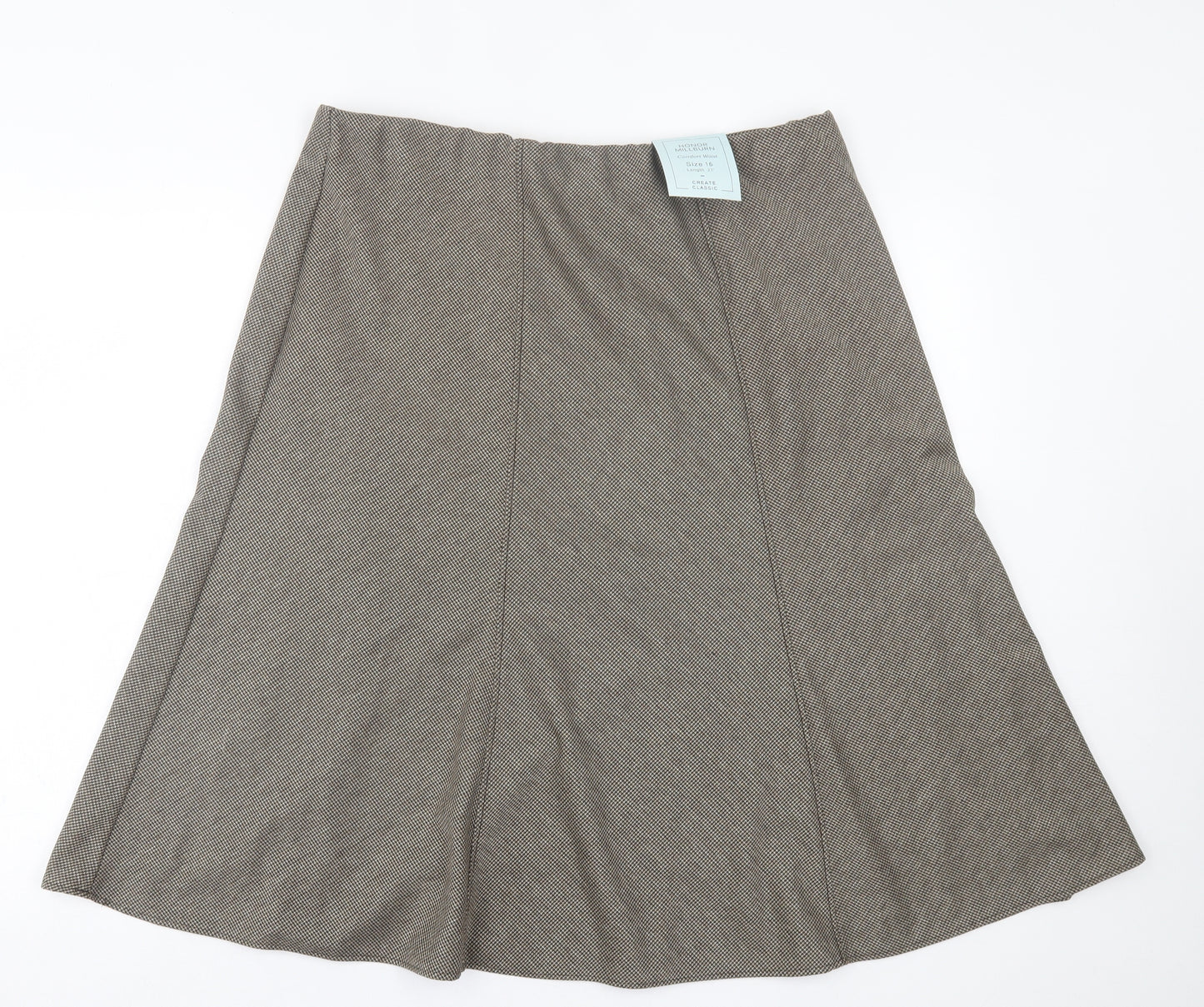 Honor Milburn Womens Brown Houndstooth Polyester A-Line Skirt Size 16