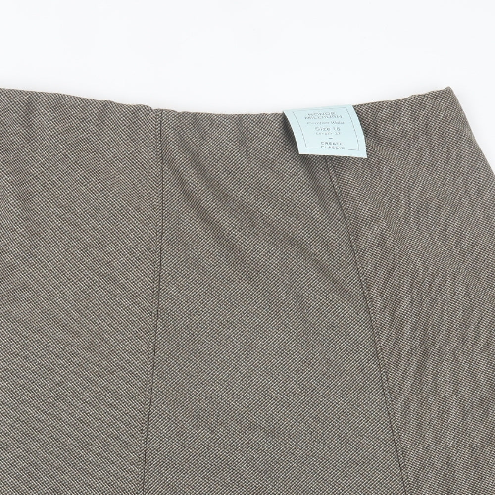 Honor Milburn Womens Brown Houndstooth Polyester A-Line Skirt Size 16