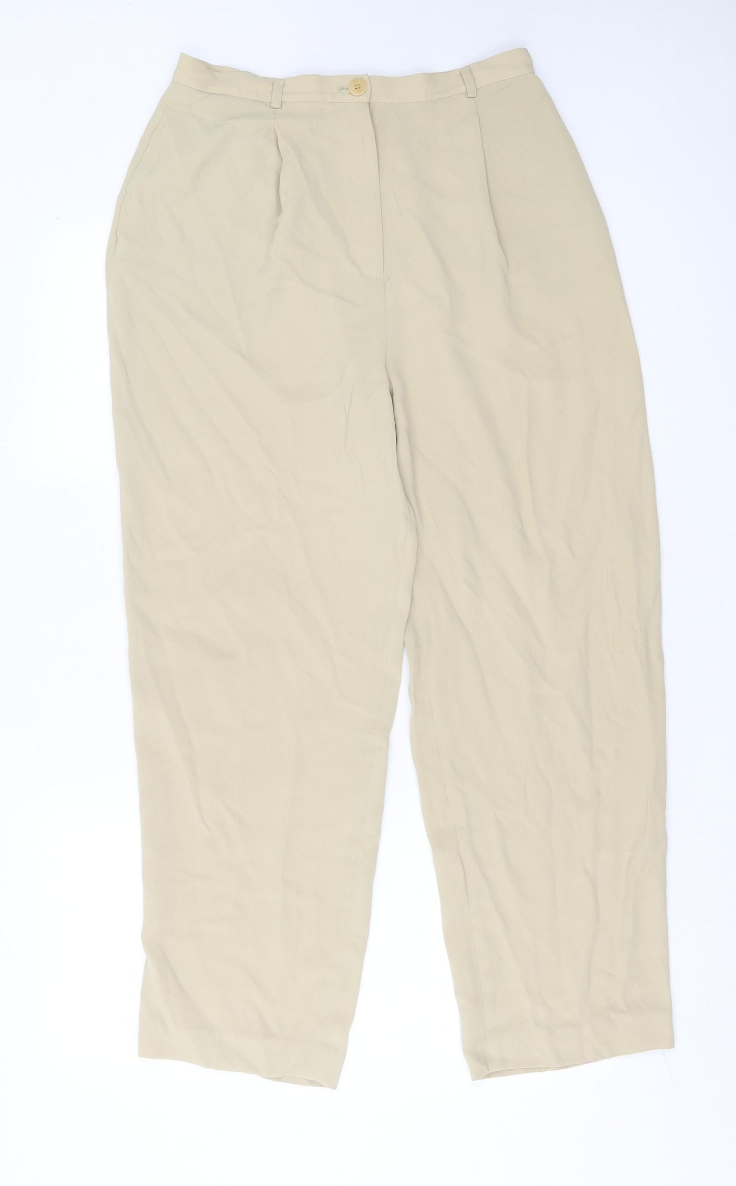 Precis Womens Beige  Polyester Trousers  Size 14 L27 in Regular Button