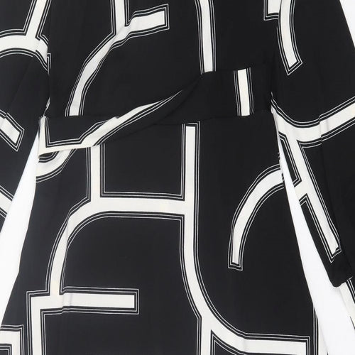 H&M Womens Black Geometric Polyester A-Line  Size S  V-Neck Pullover