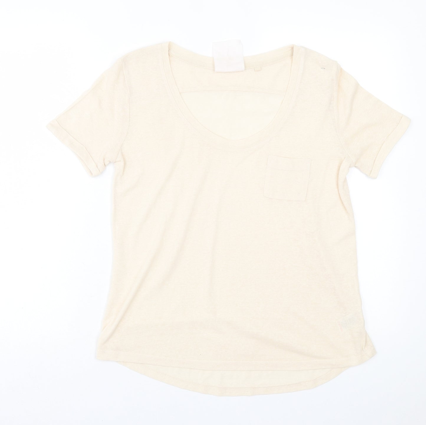 NEXT Womens Yellow  Polyester Basic T-Shirt Size 10 Scoop Neck