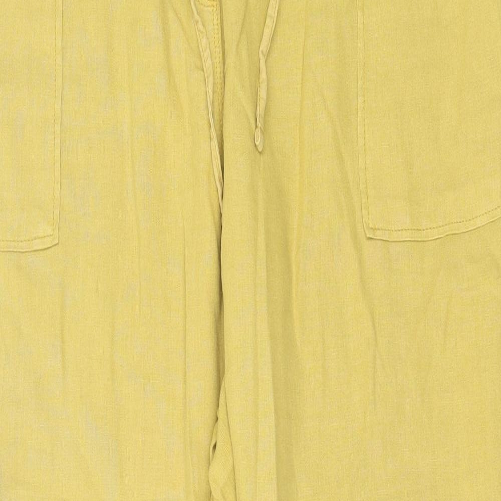 Marks and Spencer Womens Yellow  Linen Trousers  Size 18 L28 in Regular Tie