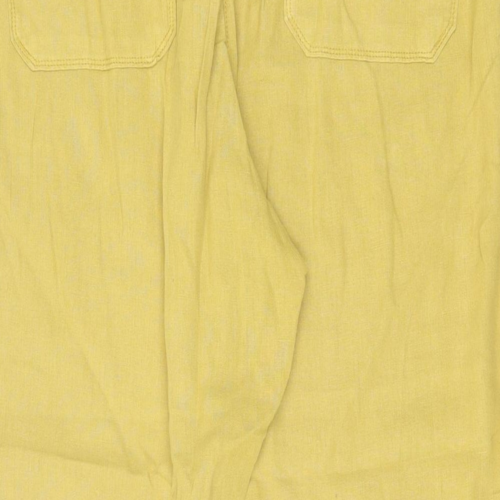 Marks and Spencer Womens Yellow  Linen Trousers  Size 18 L28 in Regular Tie
