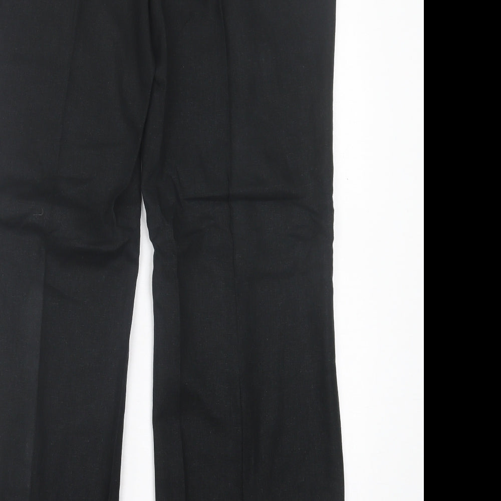 Marks and Spencer Womens Black  Linen Trousers  Size 14 L30 in Regular Button