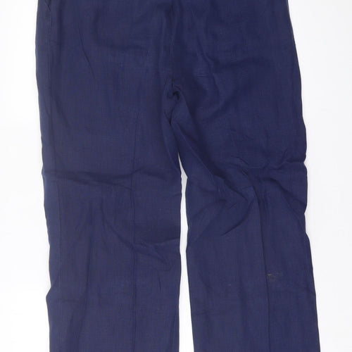 Pure Womens Blue  Linen Trousers  Size 14 L30 in Regular Hook & Eye