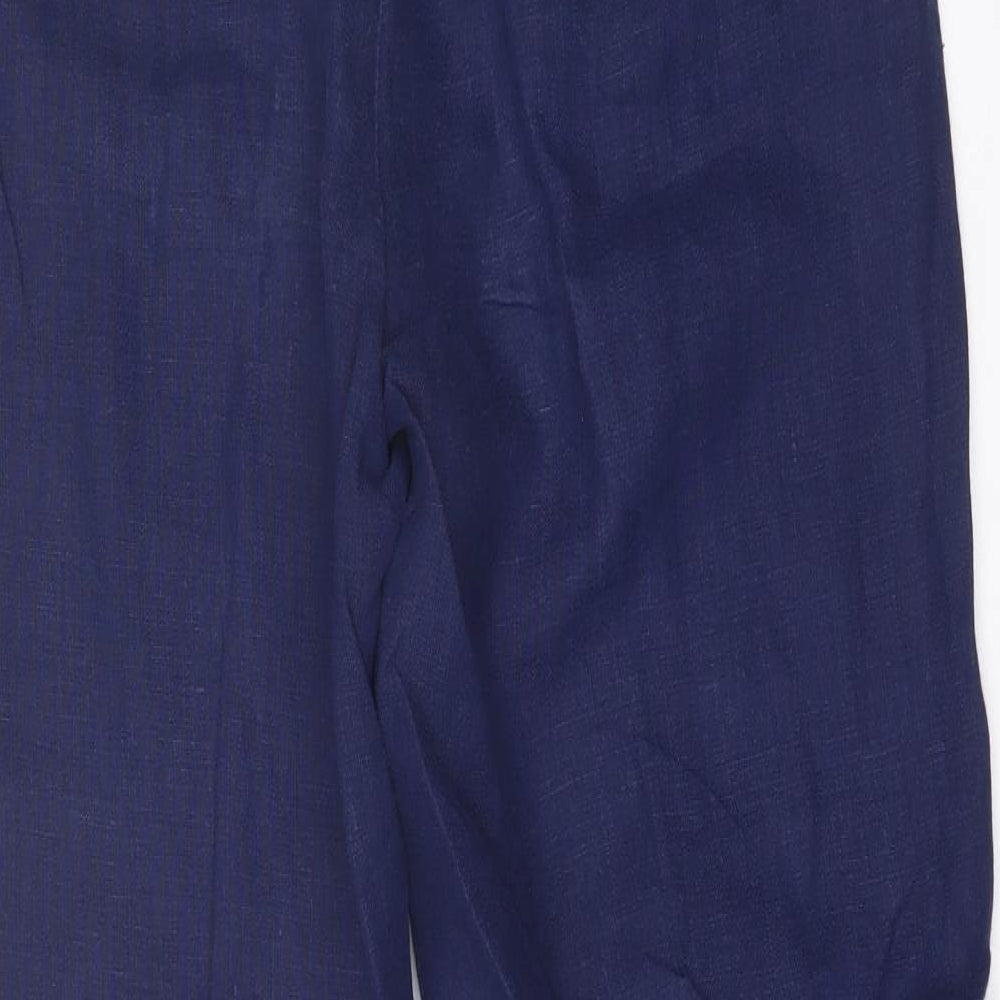 Pure Womens Blue  Linen Trousers  Size 14 L30 in Regular Hook & Eye