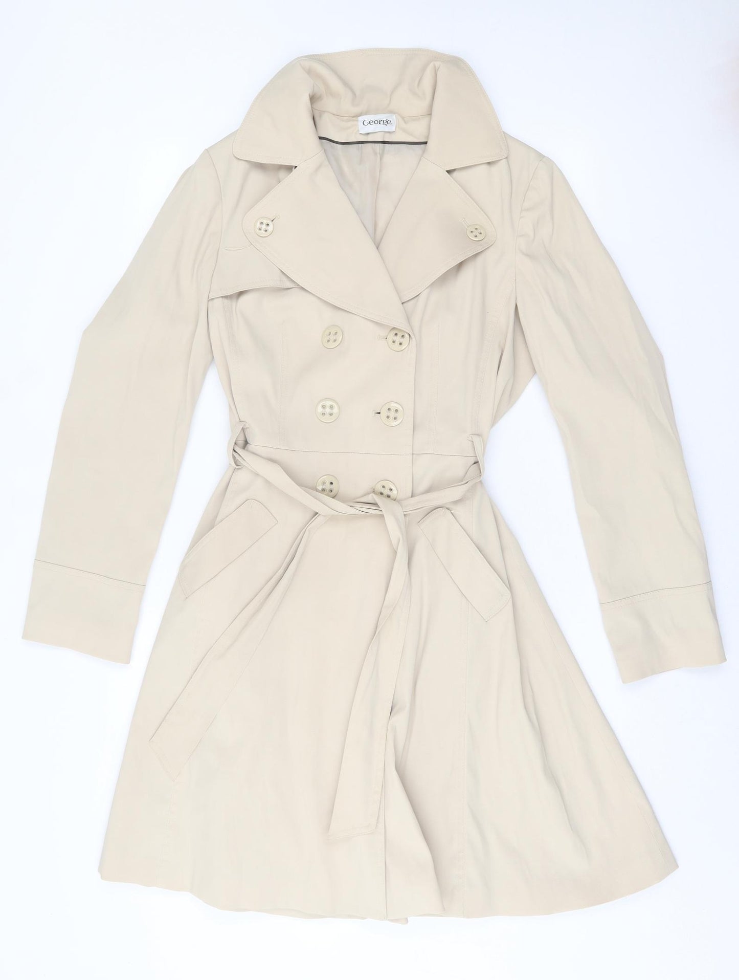 George Womens Beige   Overcoat Jacket Size 12  Button