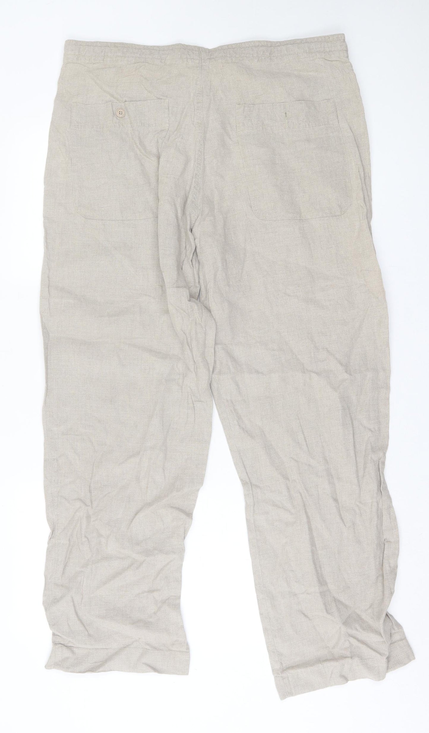 Marks and Spencer Womens Beige  Linen Trousers  Size 38 in L31 in Regular Button