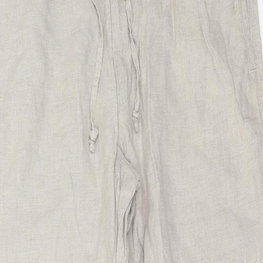 Marks and Spencer Womens Beige  Linen Trousers  Size 38 in L31 in Regular Button