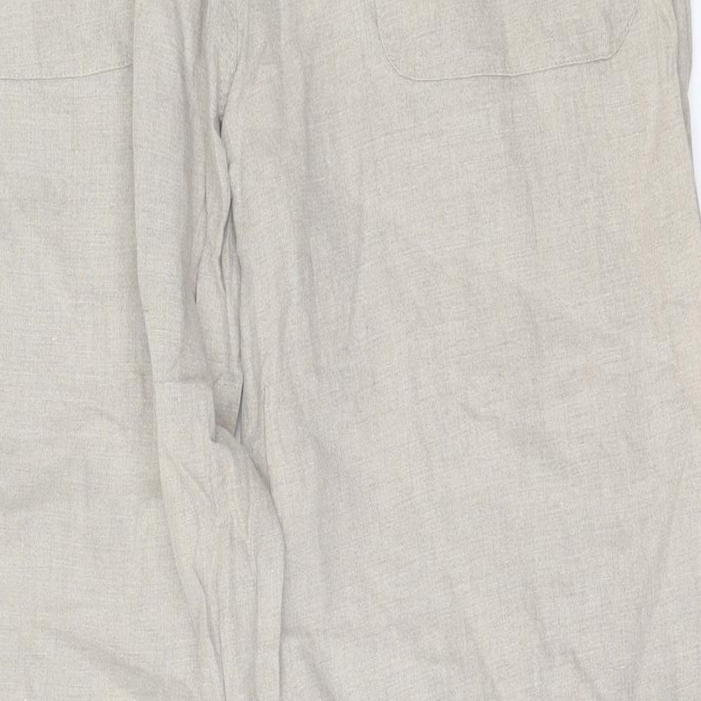 Marks and Spencer Womens Beige  Linen Trousers  Size 38 in L31 in Regular Button