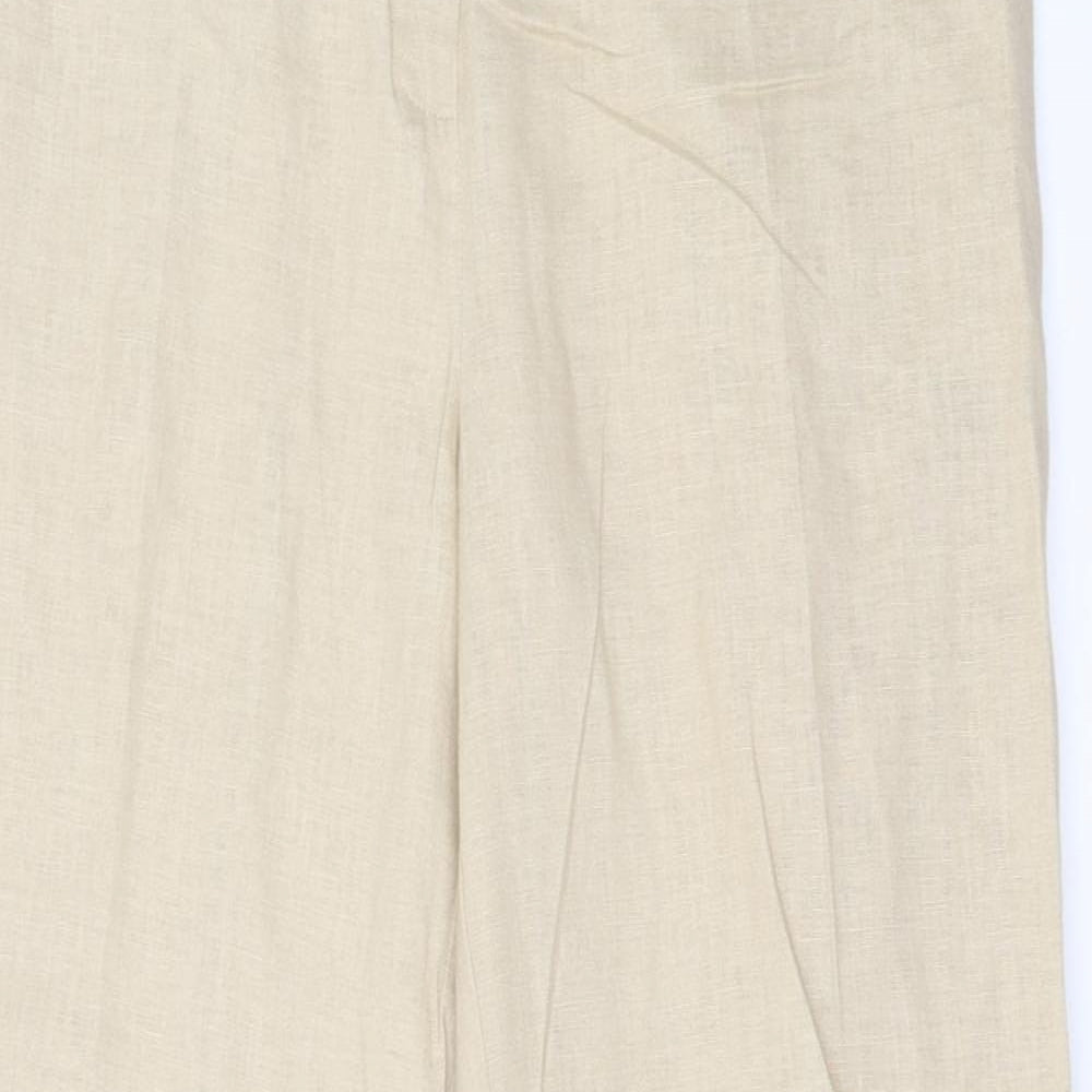 Damart Womens Beige  Linen Trousers  Size 16 L28 in Regular Button