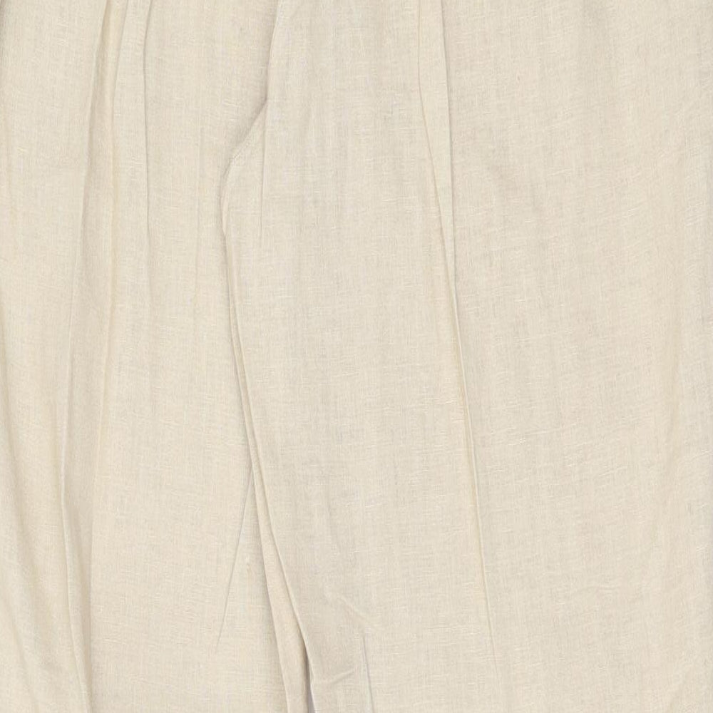 Damart Womens Beige  Linen Trousers  Size 16 L28 in Regular Button