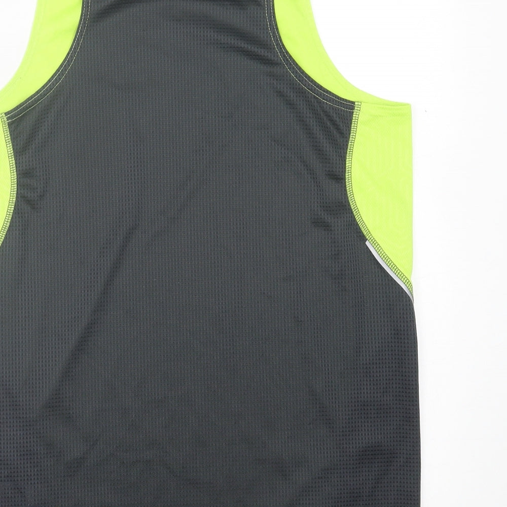 Active & Co Mens Green  Polyester Basic Tank Size S Crew Neck Pullover