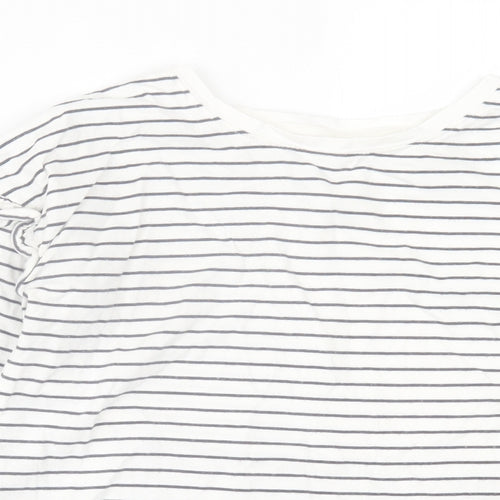NEXT Girls White Striped Cotton Basic Casual Size 11 Years Crew Neck Pullover