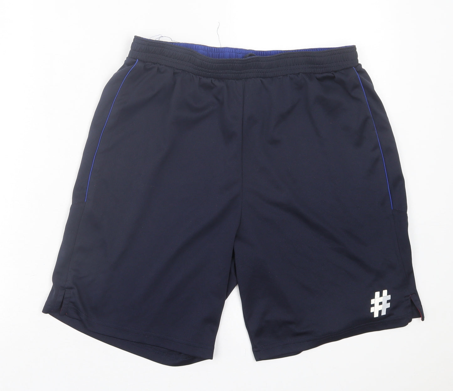 five  Mens Blue  Polyester Sweat Shorts Size L L8 in Regular Tie