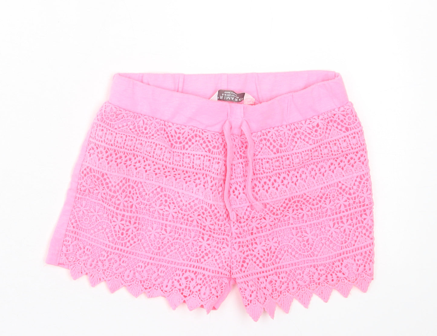 Primark Girls Pink Geometric Polyester Sweat Shorts Size 8-9 Years  Regular Tie